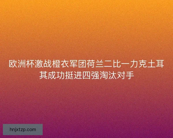 欧洲杯激战橙衣军团荷兰二比一力克土耳其成功挺进四强淘汰对手